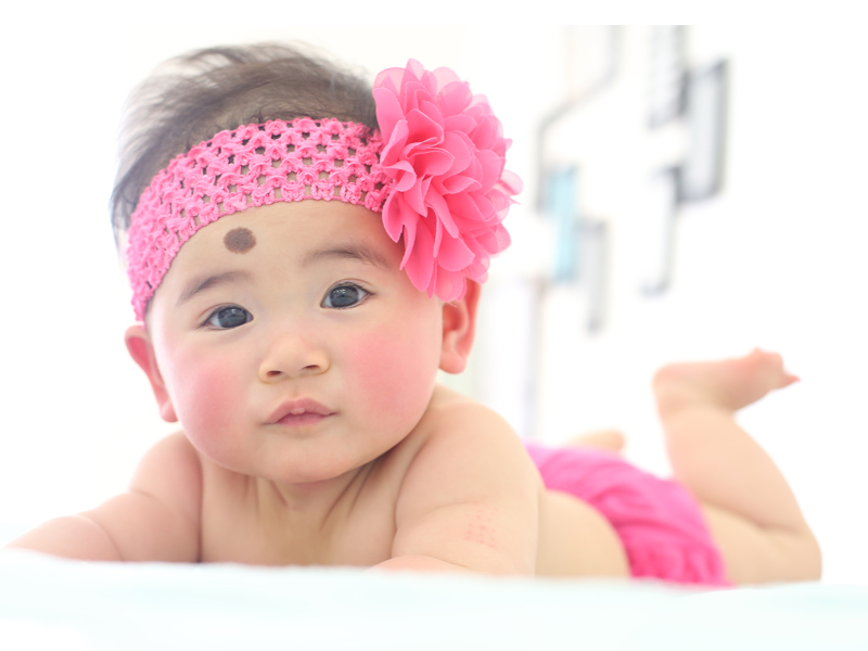 写真館でモデル撮影